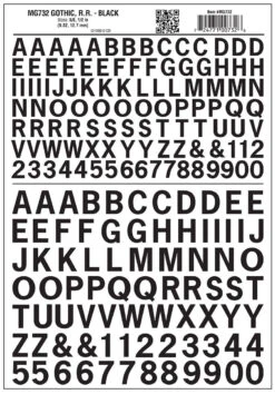 Woodland Scenics MG732 Model Graphics, Large Gothic Letters, Black