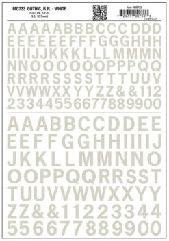 Woodland Scenics MG733 Model Graphics, Large Gothic Letters, White
